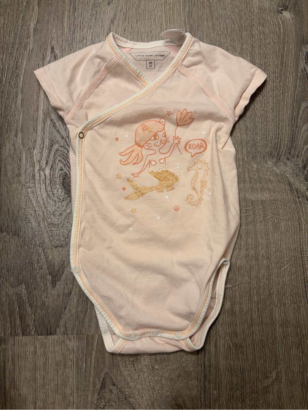 Baby Girl's Little Marc Jacobs Pink Mermaid Wrap Baby One-Piece- Size 6 Months